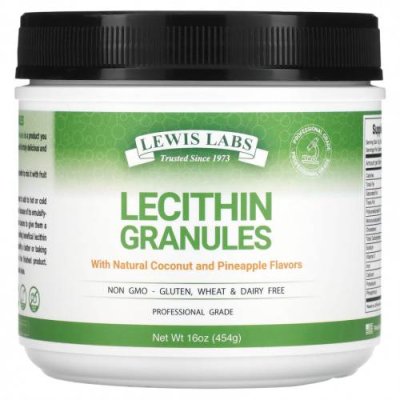 Lewis Labs, Lecithin Granules, Natural Coconut and Pineapple, 16 oz (454 g) / Лецитин | Аптека | V4.Ru: Маркетплейс