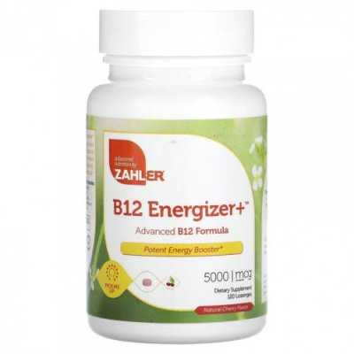 Zahler, B12 Energizer +, улучшенная формула витамина B12, натуральная вишня, 5000 мкг, 120 пастилок / B12 | Аптека | V4.Ru: Маркетплейс