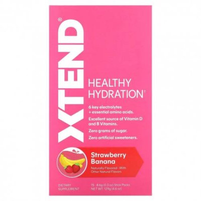 Xtend, Healthy Hydration, клубника и банан, 15 пакетиков по 8,6 г (0,3 унции) / Гидратация и электролиты | Аптека | V4.Ru: Маркетплейс