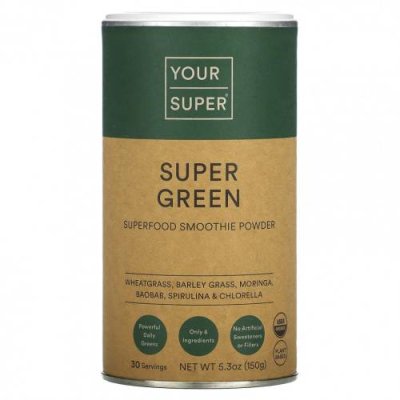 Your Super, Super Green, Superfood Smoothie Powder, 5.3 oz (150 g) / Смеси зелени и суперфудов | Аптека | V4.Ru: Маркетплейс