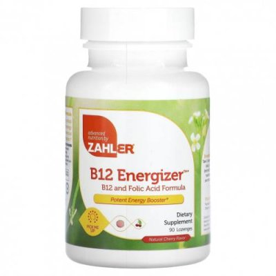 Zahler, B12 Energizer, витамин B12 и фолиевая кислота, натуральная вишня, 90 пастилок / B12 | Аптека | V4.Ru: Маркетплейс