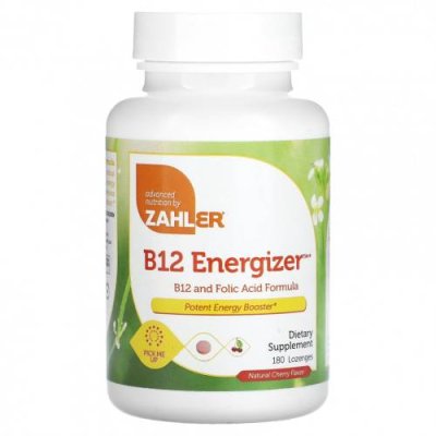 Zahler, B12 Energizer, витамин B12 и фолиевая кислота, натуральная вишня, 180 пастилок / B12 | Аптека | V4.Ru: Маркетплейс