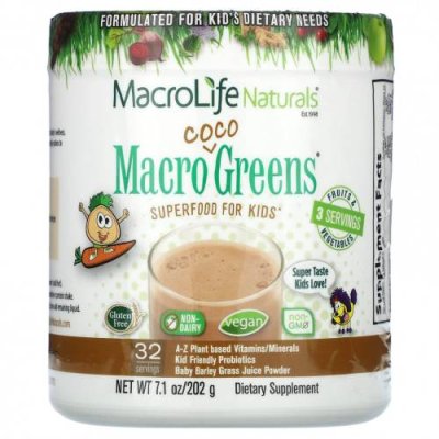 Macrolife Naturals, Macro Coco Greens, суперфуд для детей, 202 г (7,1 унции) / Здоровье детей | Аптека | V4.Ru: Маркетплейс