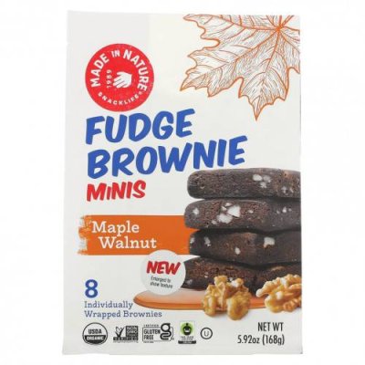 Made in Nature, Fundge Brownie Minis, кленовый орех, 8 пирожных, 168 г (5,92 унции) / Закуски | Аптека | V4.Ru: Маркетплейс