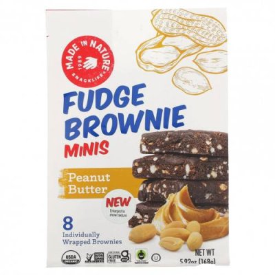 Made in Nature, Fudge Brownie Minis, арахисовая паста, 8 пирожных, 168 г (5,92 унции) / Закуски | Аптека | V4.Ru: Маркетплейс