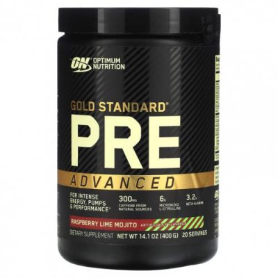 Optimum Nutrition, Gold Standard Pre Advanced, мохито с малиной и лаймом, 400 г (14,1 унции) / Стимуляторы | Аптека | V4.Ru: Маркетплейс