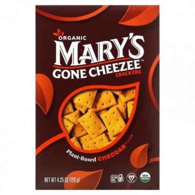 Mary's Gone Crackers, Mary's Gone Cheezee Plant-Based Crackers, Cheddar, 4.25 oz (120 g) / Крекеры | Аптека | V4.Ru: Маркетплейс