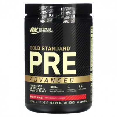 Optimum Nutrition, Gold Standard Pre Advanced, Berry Blast, 400 г (14,1 унции) / Стимуляторы | Аптека | V4.Ru: Маркетплейс