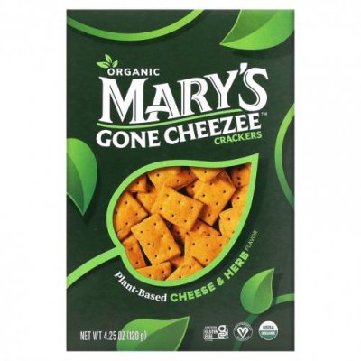 Mary's Gone Crackers, Mary's Gone Cheezee Plant-Based Cheese & Herb, 4.25 oz (120 g) / Крекеры | Аптека | V4.Ru: Маркетплейс