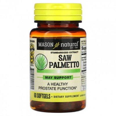 Mason Natural, Saw Palmetto, стандартизированный экстракт, 60 мягких таблеток / Сереноя | Аптека | V4.Ru: Маркетплейс