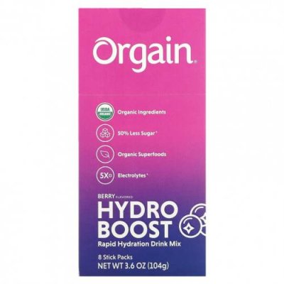 Orgain, Hydro Boost, смесь для быстрого увлажнения, ягодный, 8 пакетиков по 13 г (0,45 унции) / Гидратация и электролиты | Аптека | V4.Ru: Маркетплейс