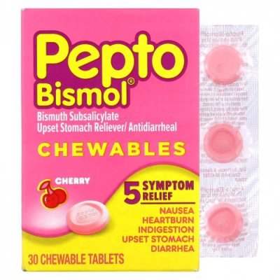 Pepto Bismol, Жевательные таблетки, вишня, 30 жевательных таблеток / Пищеварение и приступы тошноты | Аптека | V4.Ru: Маркетплейс