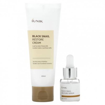 iUNIK, Black Snail Edition Skin Care Set, Cream & Mini Serum, 2 Piece Set / Сыворотки | Аптека | V4.Ru: Маркетплейс