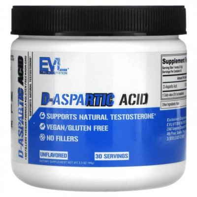 EVLution Nutrition, D-Aspartic Acid, Unflavored, 3.3 oz (94 g) / Тестостерон | Аптека | V4.Ru: Маркетплейс