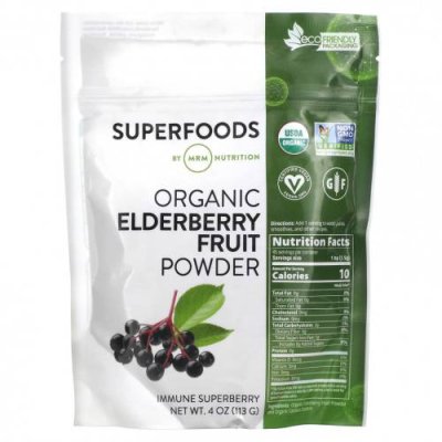 MRM Nutrition, Organic Elderberry Fruit Powder, 4 oz (113 g) / Бузина (Sambucus) | Аптека | V4.Ru: Маркетплейс