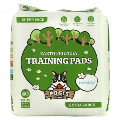 Pogi's Pet Supplies, Earth Friendly Training Pads, очень большие, 40 шт. / Зоотовары | Аптека | V4.Ru: Маркетплейс