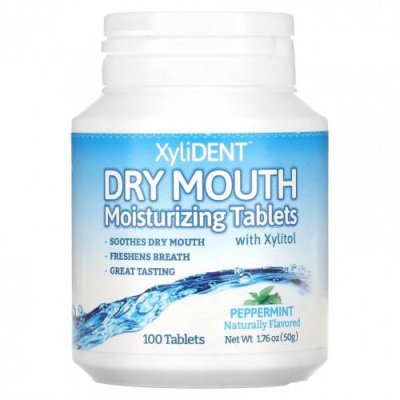 XyliDENT, Dry Mouth, увлажняющие таблетки с ксилитолом, перечная мята, 100 таблеток / Уход за полостью рта | Аптека | V4.Ru: Маркетплейс