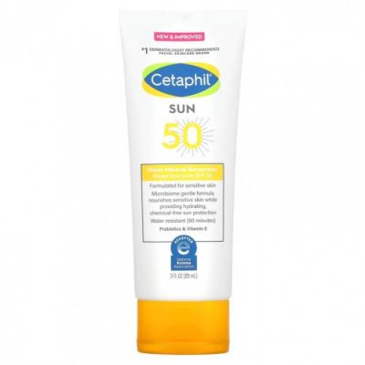 Cetaphil, Минеральное солнцезащитное средство широкого спектра действия, SPF 50, 89 мл (3 жидк. Унции) / Солнезащитные средства | Аптека | V4.Ru: Маркетплейс