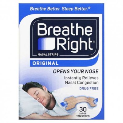 Breathe Right, Полоски для носа, оригинальные, большие, 30 шт. / Аптечка и средства первой помощи | Аптека | V4.Ru: Маркетплейс