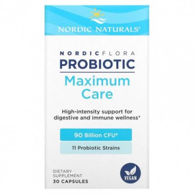 Nordic Naturals, Nordic Flora Probiotic, Maximum Care, 90 млрд КОЕ, 30 капсул / Пробиотики | Аптека | V4.Ru: Маркетплейс