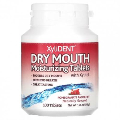 XyliDENT, Dry Mouth, увлажняющие таблетки с ксилитолом, гранат и малина, 100 таблеток / Уход за полостью рта | Аптека | V4.Ru: Маркетплейс