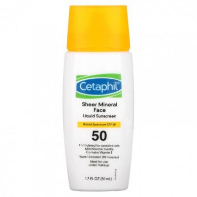 Cetaphil, Минеральное жидкое солнцезащитное средство для лица, SPF 50, 50 мл (1,7 жидк. Унции) / Солнцезащитные средства, лицо | Аптека | V4.Ru: Маркетплейс