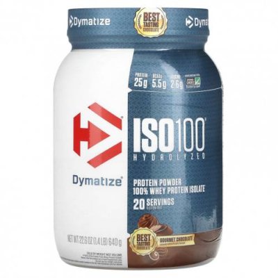 Dymatize, ISO100, гидролизованный, 100% изолят сывороточного протеина, шоколад для гурманов, 640 г (1,4 фунта) / Изолят сывороточного протеина | Аптека | V4.Ru: Маркетплейс