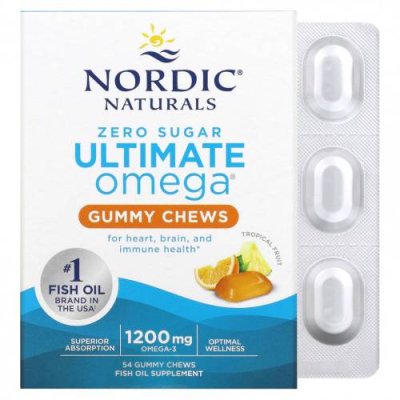 Nordic Naturals, Ultimate Omega, тропические фрукты, 600 мг, 54 жевательных жевательных таблетки / Рыбий жир омега-3 | Аптека | V4.Ru: Маркетплейс