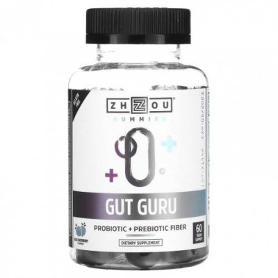 Zhou Nutrition, Gut Guru, голубая малина, 60 веганских жевательных мармеладок / Пребиотики | Аптека | V4.Ru: Маркетплейс