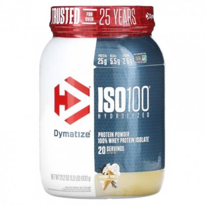 Dymatize, ISO 100, гидролизованный, порошок из 100% изолята сывороточного протеина, изысканная ваниль, 600 г (1,3 фунта) / Изолят сывороточного протеина | Аптека | V4.Ru: Маркетплейс