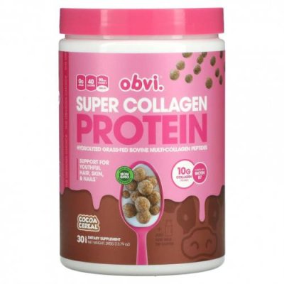 Obvi, Super Collagen Protein, какао-хлопья, 390 г (13,79 унции) / Коллаген, добавки | Аптека | V4.Ru: Маркетплейс