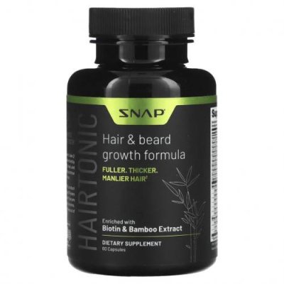 Snap Supplements, Hairtonic, формула для роста волос и бороды, 60 капсул / Биотин | Аптека | V4.Ru: Маркетплейс