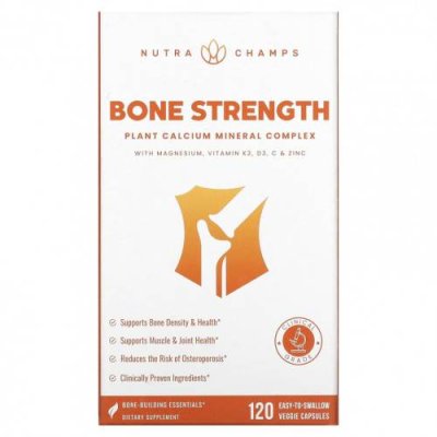 NutraChamps, Bone Strength, 120 растительных капсул, которые легко глотать / Формулы для Костей | Аптека | V4.Ru: Маркетплейс