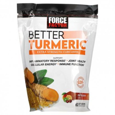 Force Factor, Better Turmeric, куркумин повышенной силы действия, фруктовый всплеск, 60 жевательных таблеток / Куркума и куркумин | Аптека | V4.Ru: Маркетплейс