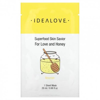 Idealove, Superfood Skin Savior, от любви и меда, 1 тканевая маска, 20 мл (0,68 жидк. Унции) / Маски для лица | Аптека | V4.Ru: Маркетплейс