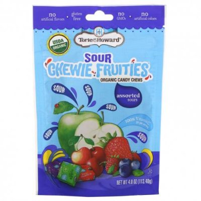 Torie & Howard, Sour Chewie Fruities, органические жевательные конфеты, ассорти, 113,40 г (4 унции) / Леденцы | Аптека | V4.Ru: Маркетплейс