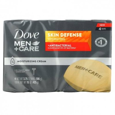 Dove, Men + Care, средство для защиты кожи, штанга 3 в 1 для рук, тела и бритья, 4 штанги, 106 г (3,75 унции) / Мужской гель для ванны и душа | Аптека | V4.Ru: Маркетплейс