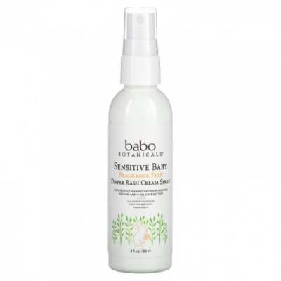 Babo Botanicals, Sensitive Baby, крем-спрей от подгузников, без отдушек, 89 мл (3 жидк. Унции) / Средства против опрелостей | Аптека | V4.Ru: Маркетплейс