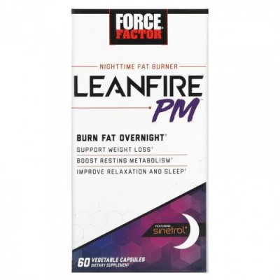 Force Factor, Nighttime Fat Burner, Leanfire PM, 60 растительных капсул / Жиросжигатели | Аптека | V4.Ru: Маркетплейс