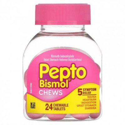 Pepto Bismol, Жевательные таблетки Pepto Bismol, 24 жевательные таблетки / Нарушение пищеварения и повышенная кислотность | Аптека | V4.Ru: Маркетплейс