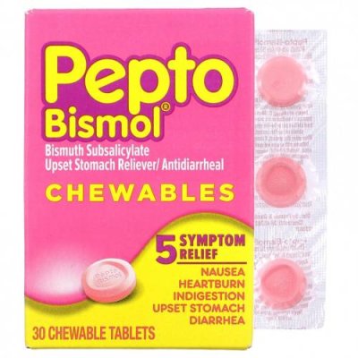 Pepto Bismol, Жевательные таблетки Pepto Bismol, 30 жевательных таблеток / Нарушение пищеварения и повышенная кислотность | Аптека | V4.Ru: Маркетплейс