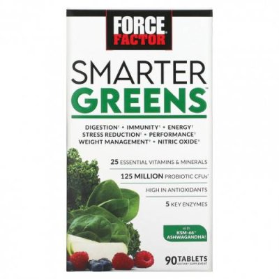 Force Factor, Smarter Greens, 90 таблеток / Зеленые смеси | Аптека | V4.Ru: Маркетплейс