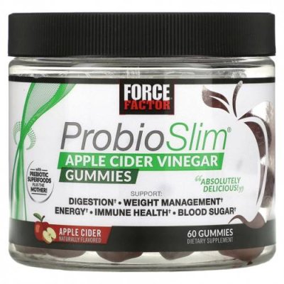 Force Factor, Probiotic жевательные таблетки для тонкости, яблочный уксус, 60 жевательных таблеток / Яблочный уксус | Аптека | V4.Ru: Маркетплейс