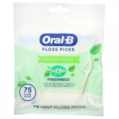 Oral-B, Scope Floss Picks, свежая мята, 75 зубочисток / Зубная нить | Аптека | V4.Ru: Маркетплейс