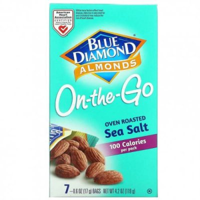 Blue Diamond, Almonds, On The-Go, обжаренная в духовке морская соль, 7 пакетиков по 17 г (0,6 унции) / Миндаль | Аптека | V4.Ru: Маркетплейс