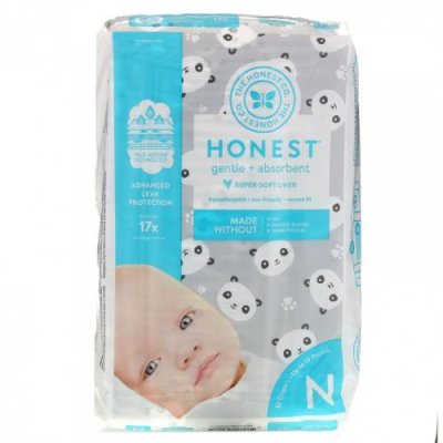 The Honest Company, Honest Diapers, Super-Soft Liner, Newborn, Pandas, Up to 10 Pounds, 32 Diapers / Одноразовые подгузники | Аптека | V4.Ru: Маркетплейс