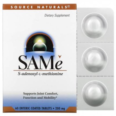 Source Naturals, SAMe, 200 мг, 60 таблеток, покрытых кишечнорастворимой оболочкой / SAM-e, Тозилат | Аптека | V4.Ru: Маркетплейс