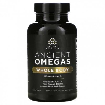 Dr. Axe / Ancient Nutrition, Ancient Omegas, для всего тела, 1000 мг, 90 мягких таблеток / Рыбий жир омега-3 | Аптека | V4.Ru: Маркетплейс