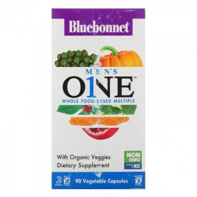 Bluebonnet Nutrition, Men's ONE, комплекс на основе цельных продуктов, 90 растительных капсул / Мужские мультивитамины | Аптека | V4.Ru: Маркетплейс