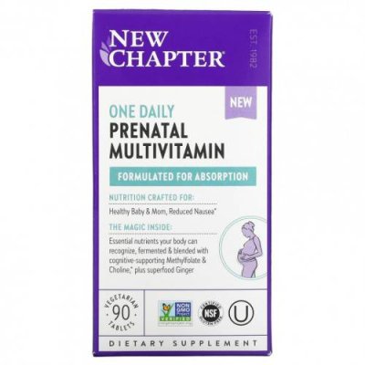 New Chapter, One Daily Prenatal Multivitamin, мультивитаминный комплекс для беременных, 90 вегетарианских таблеток / Пренатальные витамины | Аптека | V4.Ru: Маркетплейс